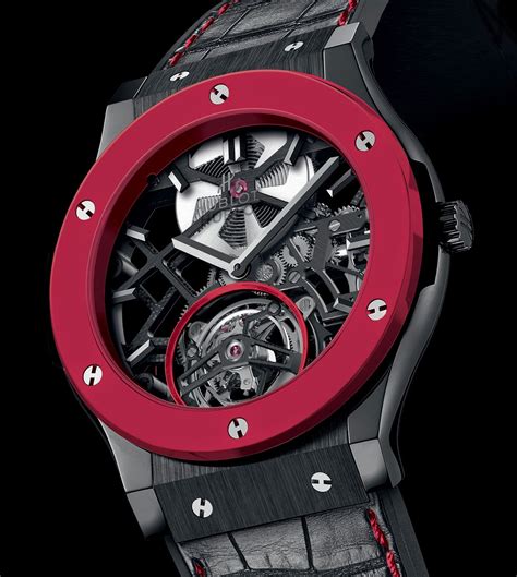 hublot red black skeleton|Hublot tourbillon 45mm.